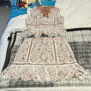 Size large two piece white lace set